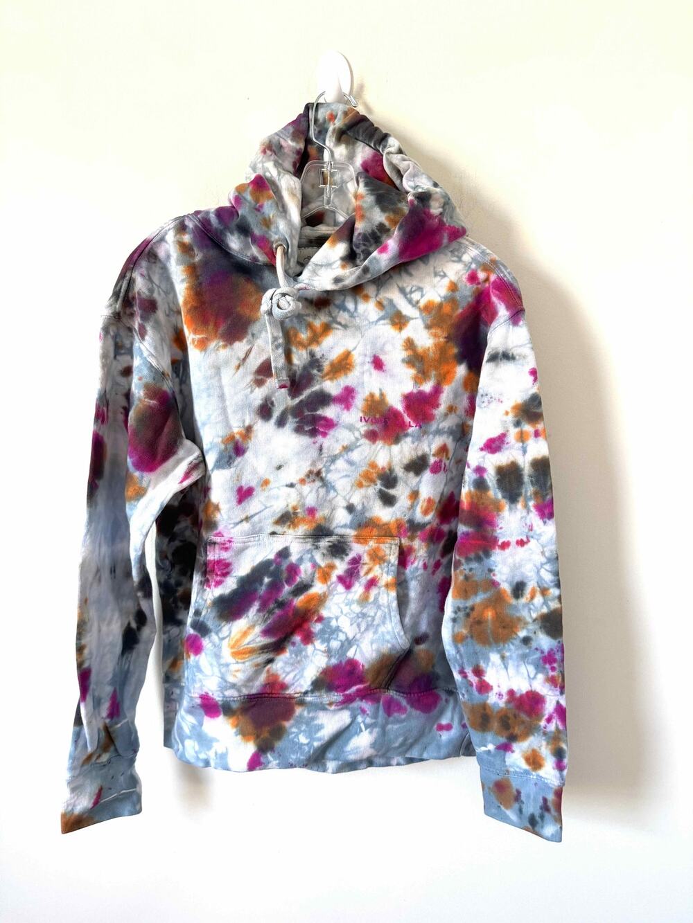 Ivory Ella Tie-Dye Organic Cotton Hoodie Sweatshirt Blue Size Oversized XS